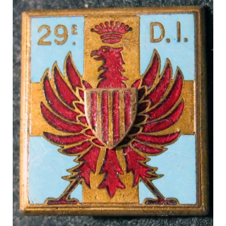 29° DI :29° division d’infanterie Drago Paris G. 1071 en relief et en émail