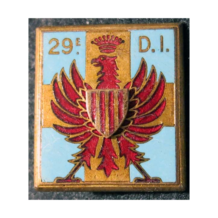 29° DI :29° division d’infanterie Drago Paris G. 1071 en relief et en émail