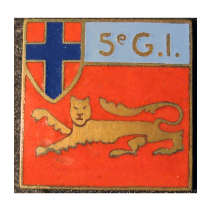 5° GI : 5° groupement d’infanterie de fabrication poinçon en émail  