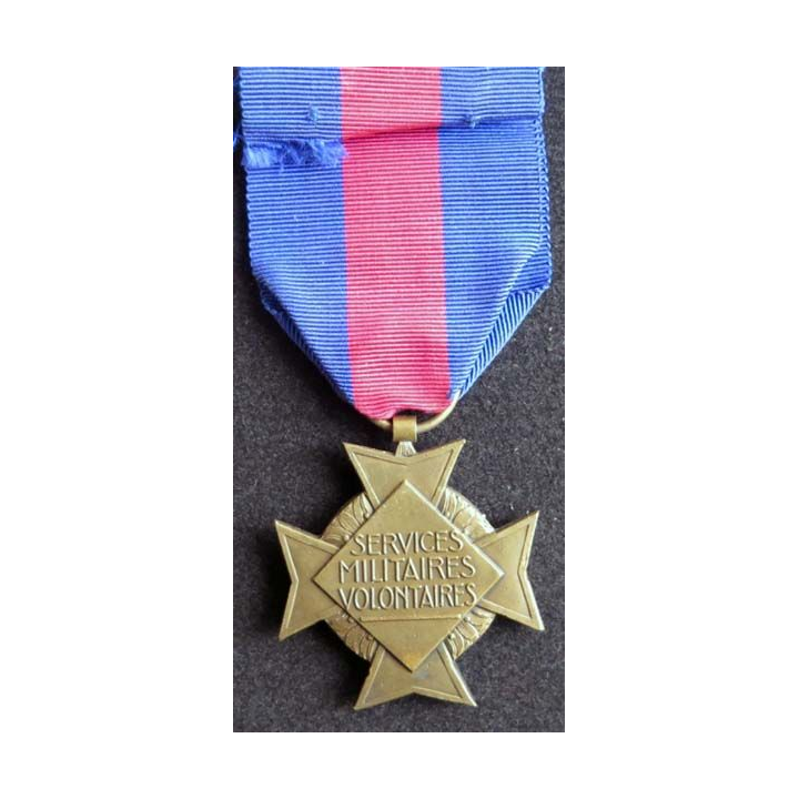 FRANCE : médaille des services militaires volontaires 1° type en bronze