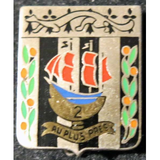 2° RI : 2° régiment d’infanterie Drago G. 427 plat guilloché argenté