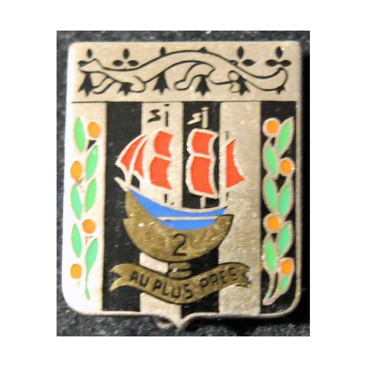 2° RI : 2° régiment d’infanterie Drago G. 427 plat guilloché argenté