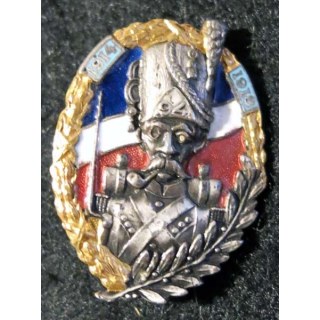 94° RI : 94° régiment d’infanterie émail, fond tricolore, doré et argenté dos lisse