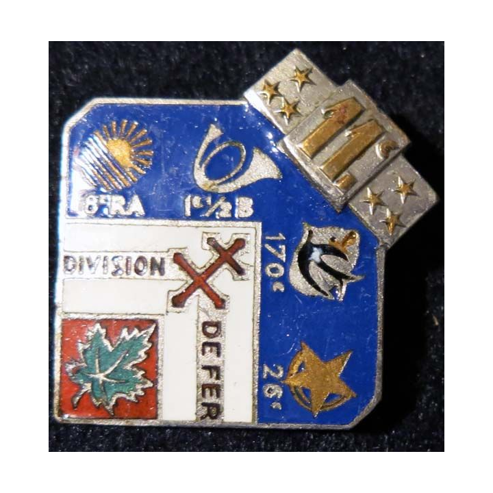 11° DI : 11° division d’infanterie "division de fer" 1939-1940 Arhus Bertrand en émail