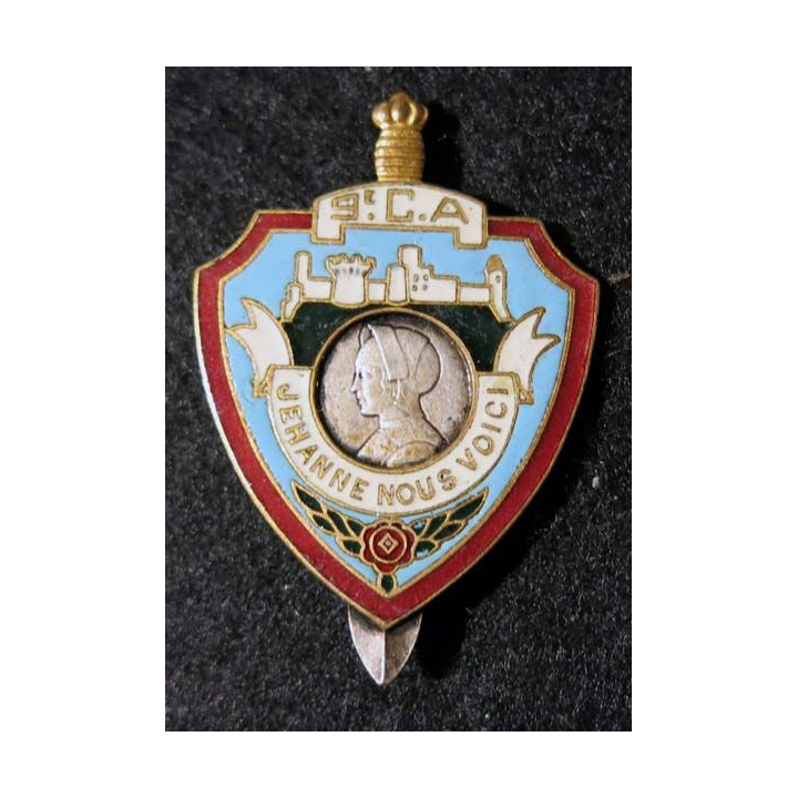 9° CA : 9° corps d'armée 1939-1940 de fabrication Roger Welter en émail