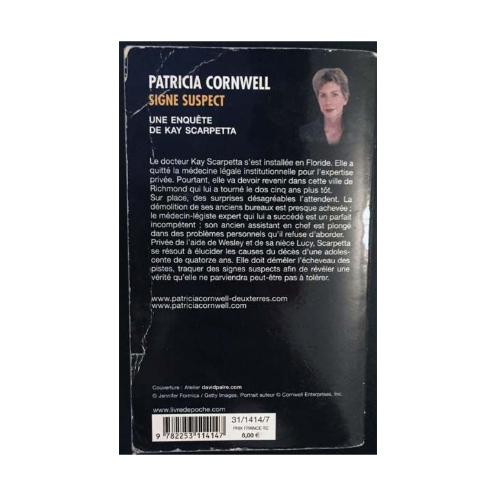 1. Signe suspect de Patricia Cornwell aux éditions Des deux terres