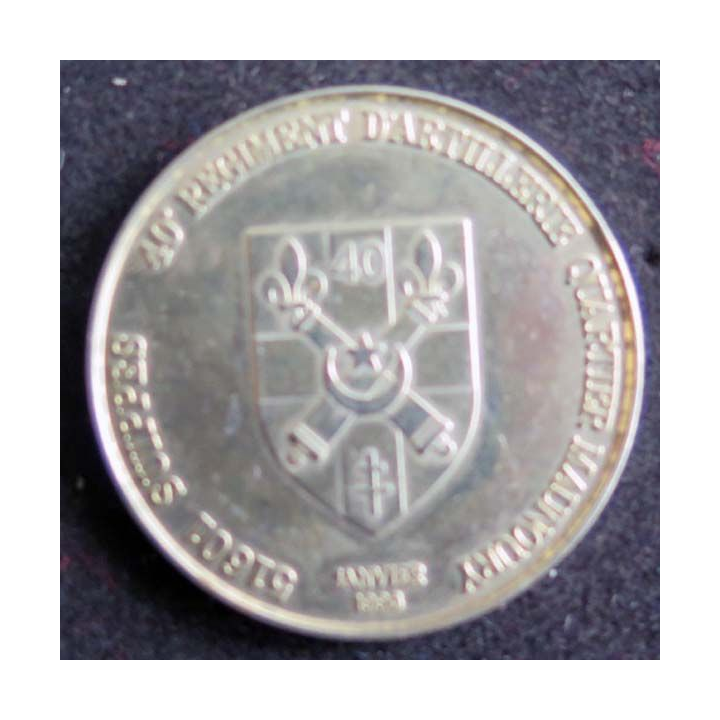40° RA : pièce de 1 Euro du 4° régiment d'artillerie de janvier 1998 en métal argenté