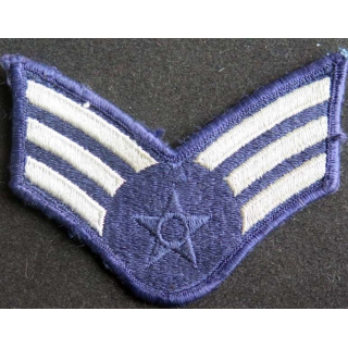 US PATCH : galon de Sergent de l'US AIR FORCE sergeant rank blanc sur fond bleu