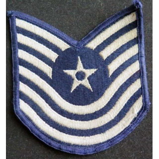 US PATCH : galon de Master Sergeant de l'US AIR FORCE rank blanc sur fond bleu