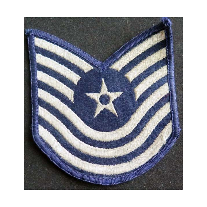 US PATCH : galon de Master Sergeant de l'US AIR FORCE rank blanc sur fond bleu