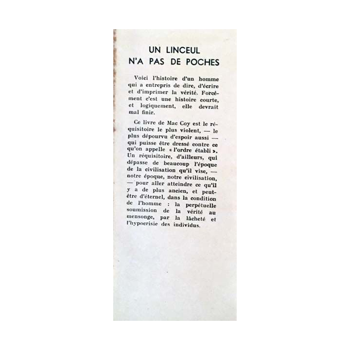 1. Un linceul n'a pas de poches de Horace Mac Coy aux éditions Gallimard