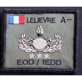 EOD IEDD : insigne tissu de démineur français du nom de A. Lelièvre