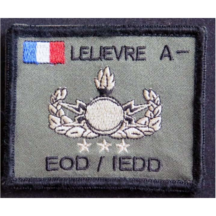 EOD IEDD : insigne tissu de démineur français du nom de A. Lelièvre