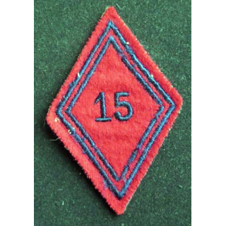 losange de bras modèle 45 : insigne tissu du 15° régiment d'artillerie troupe