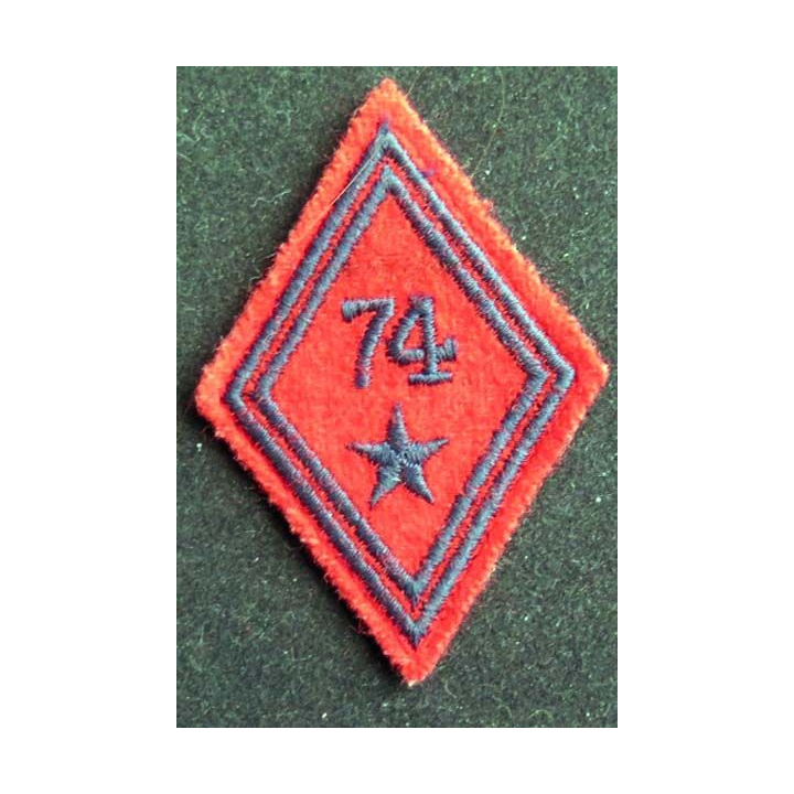 losange de bras modèle 45 : insigne tissu du 74° régiment d'artillerie troupe