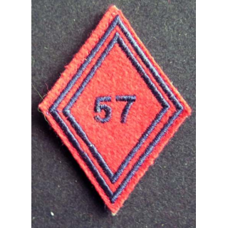 losange de bras modèle 45 : insigne tissu du 57° régiment d'artillerie troupe