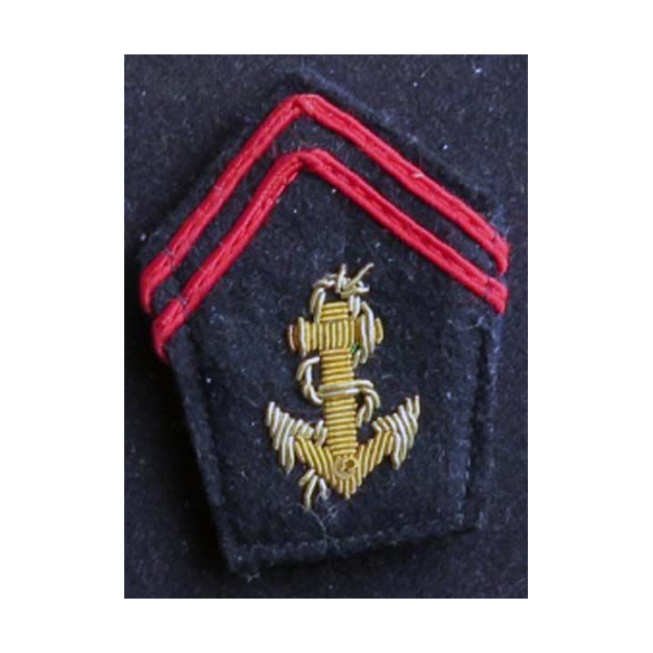 insigne de col : insigne tissu des troupes de marine cadre en cannetille