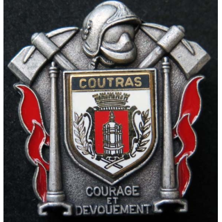 insigne métallique pompiers de Coutras de fabrication Ballard