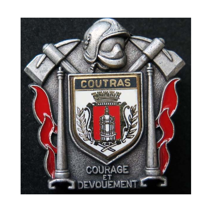 insigne métallique pompiers de Coutras de fabrication Ballard