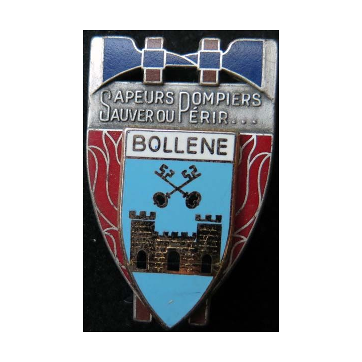 insigne métallique pompiers de Bollene de fabrication Ballard