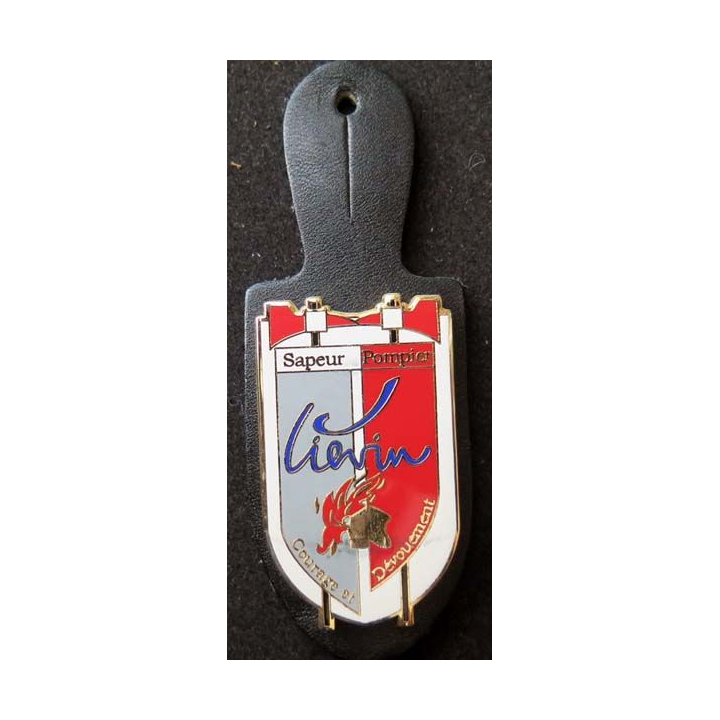 insigne métallique pompiers de Liévin de fabrication Ballard