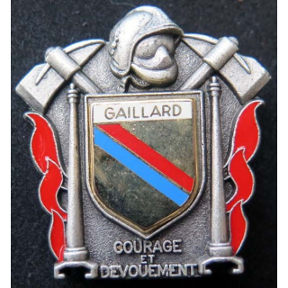 insigne métallique pompiers de Gaillard de fabrication Ballard