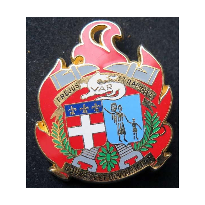 insigne métallique pompiers de Fréjus St Raphaël de fabrication Ballard