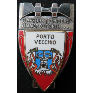 insigne métallique pompiers de Porto Vecchio de fabrication Ballard