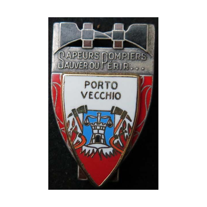 insigne métallique pompiers de Porto Vecchio de fabrication Ballard