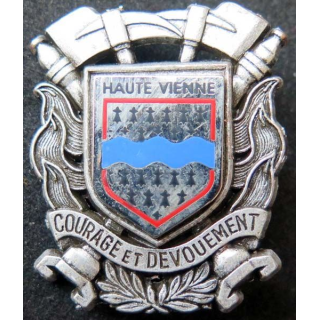 insigne métallique pompiers de Haute Vienne de fabrication Ballard
