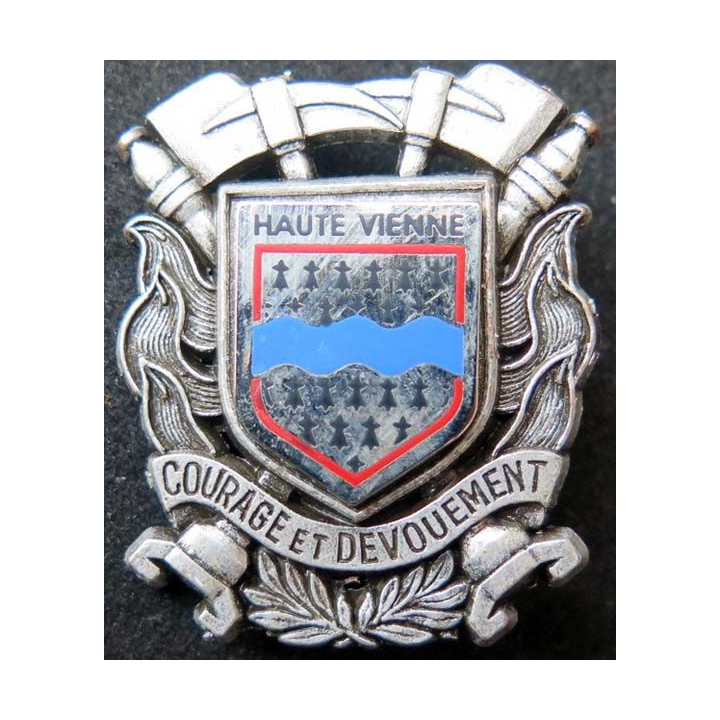 insigne métallique pompiers de Haute Vienne de fabrication Ballard