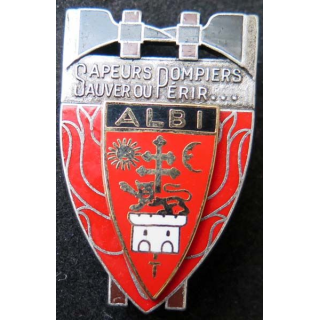 insigne métallique pompiers d'Albi de fabrication Ballard