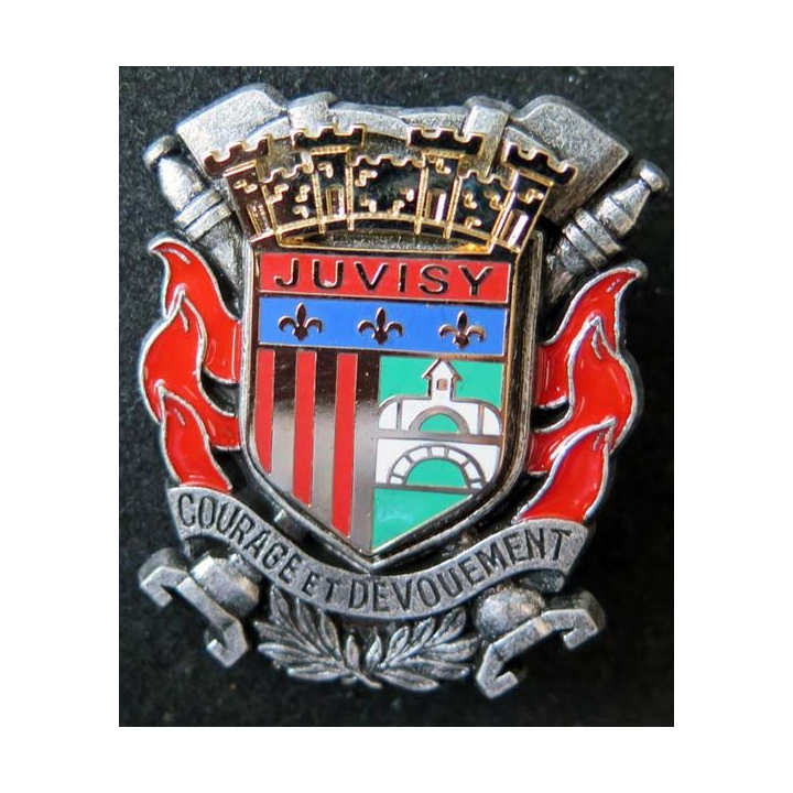 insigne métallique pompiers de Juvisy fabrication Ballard