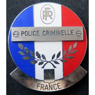 POLICE : plaque métallique de la police criminelle Made in France