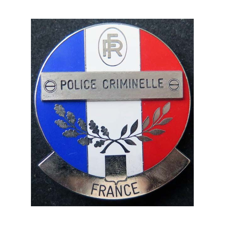 POLICE : plaque métallique de la police criminelle Made in France