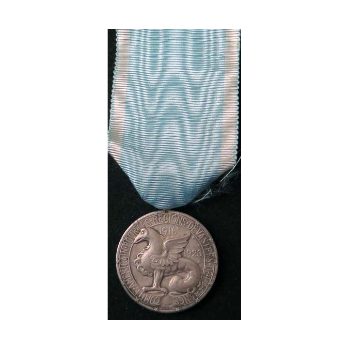 Médaille du comité américain USA régions dévastées France 1916 1923 
