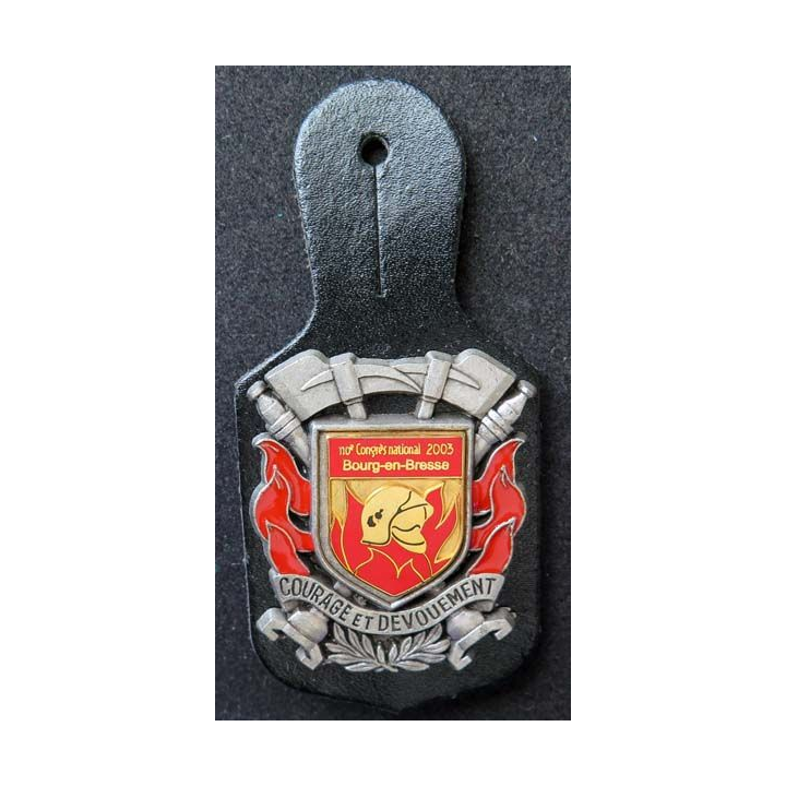 insigne métallique 110° congrès national pompiers Bourg en Bresse 2003