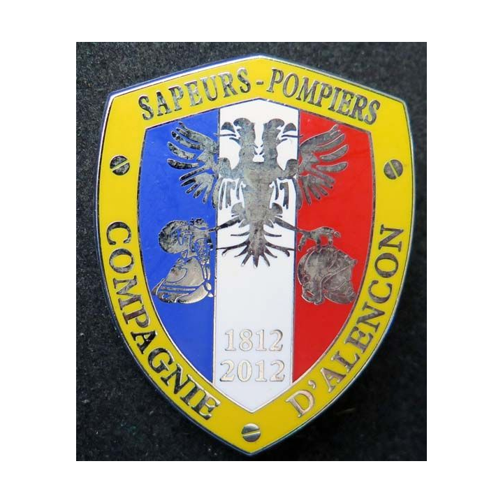 insigne métallique pompiers de Compagnie d'Alençon fabrication Ballard