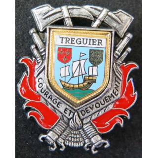 insigne métallique pompiers de Tréguier fabrication Ballard