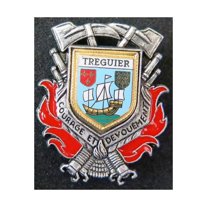 insigne métallique pompiers de Tréguier fabrication Ballard