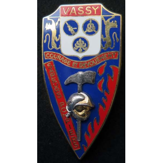insigne métallique pompiers de Vassy fabrication Ballard