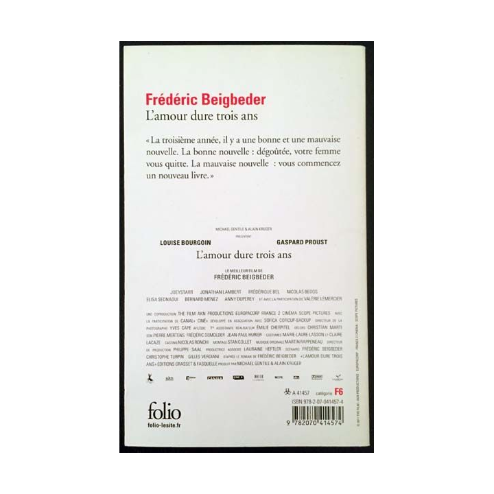 1. L'amour dure trois ans de Frédéric Beigbeder aux éditions Gallimard
