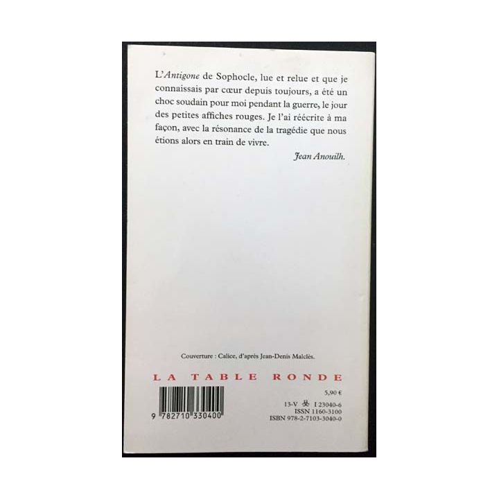 1. Antigone de Jean Anouilh aux éditions La table ronde