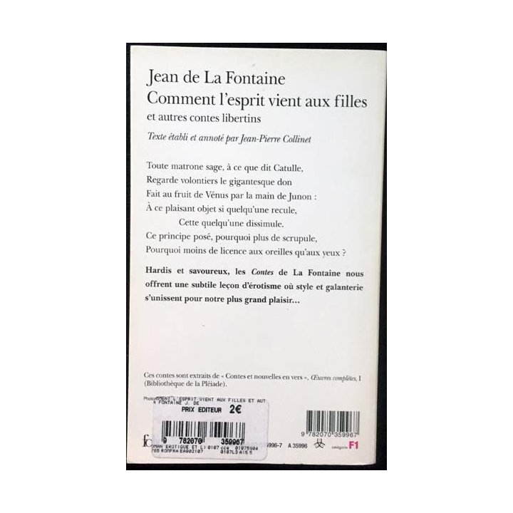 1. Comment l'esprit vient aux filles de Jean de la Fontaine aux éditions Gallimard