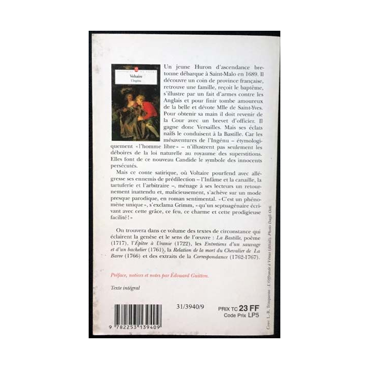 1. L'Ingénu de Voltaire aux éditions Le livre de Poche