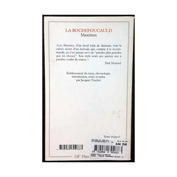 1. Maximes et réflexions diverses de La Rochefoucauld aux éditions GF Flammarion