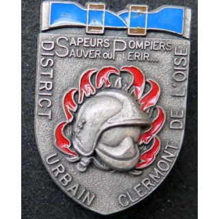 insigne des sapeurs pompiers de Clermont de l'Oise vieil argent ballard