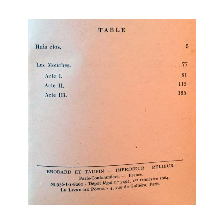1. Huis clos suivi de Les Mouches de Jean-Paul Sartre aux éditions Gallimard