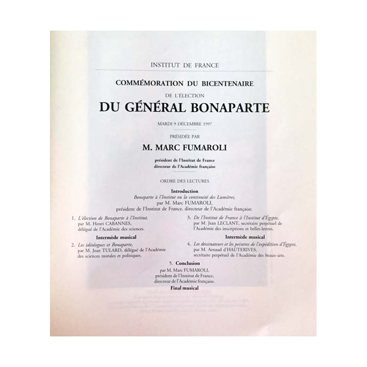 1. Commémoration du bicentenaire de l'élection du général Bonaparte de M. Marc Fumaroli aux éditions Palais de l'institut