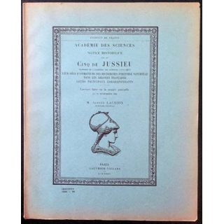 1. Notice historique sur les cinq de Jussieu de Alfred Lacroix aux éditions Gauthier-Villard